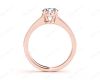 Round Cut Four Claw Set Milgrain Diamond Engagement Ring With Pavé Side Stones in 18K Rose