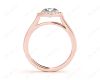 Halo Diamond Engagement Ring Round Cut with Claw Set Centre Stone Miligrain Share Prong Side Stones in 18K Rose Gold