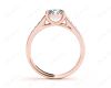 Round Cut 4 Claw Side Stone Engagement Ring with Channel Set Side Stones in 18K Rose