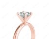 Princess Cut Classic Four Claw Diamond Solitaire Ring with Half Round Edge Shoulders in 18K Rose