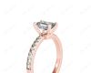 Emerald Cut Diamond Engagement Ring with Four Prong set centre stone   in 18K Rose