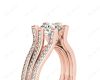 Round Cut Six Claws Diamond Signature Ring with Channel set  Down in the Shoulders in 18K Rose