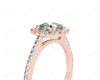 Cushion Cut Halo Diamond Engagement Ring with Claw Set Centre Stone in 18K Rose