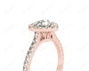 Heart Shape Cut Halo Diamond Engagement Ring with Claw set centre stone and Pave Side Stones in 18K Rose