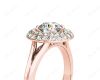 Round Cut Double Halo Plain Band Diamond Engagement ring with claw set centre stone in 18K Rose