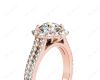 Round Cut Halo Flower Diamond Engagement Ring Split Band with Claw Set Centre Stone in 18K Rose