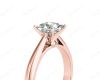 Princess Cut Four Claw Set Diamond Ring   in 18K Rose