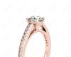 Round Cut Claw Set Diamond Ring with Share Prongs Set Side Stones in 18K Rose