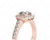 Cushion Cut diamond halo engagement ring with channel setting side diamonds in 18K Rose