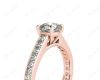 Cushion Cut Four Claws Set Diamond Ring with Channel Set Side Stones in 18K Rose