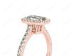 Emerald Cut Halo Diamond Engagement Ring with Four Claws Set Centre Stone in 18K Rose
