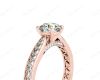 Round Cut Four Claw Set Diamond Ring with Pave Set Stones Down the Shoulders and on Both Sides in 18K Rose