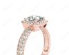 Princess Cut Halo Ring with Milgrain Claw Set Centre Stone in 18K Rose