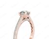 Vintage Style Round Cut Four Claw Set Diamond Ring with Micro Pave Set Stones Down the Shoulders In 18K Rose