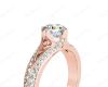 Round Cut Four Claw Set Diamond Ring with Round Cut Diamonds Down the Shoulders in 18K Rose