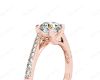 Round Cut Four Claw Set Diamond Ring with Pave Set Diamonds Down the Shoulders in 18K Rose