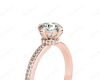 Round Cut Four Claw Set Hidden Halo Diamond Ring with Round Cut Diamonds Pave Set Down the Shoulders and on the Setting in 18K Rose