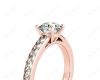 Round Cut Diamond Engagement Ring with Pave Setting Side Stones in 18K Rose Gold Engagement Ring