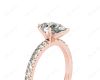 Marquise Cut Claw Set Diamond ring with pave set side stone in 18K Rose