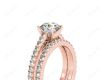 Round cut diamond wedding set rings with four claws setting in 18K Rose