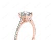 Princess Cut Four Claws Diamond Engagement Ring Pave Set Side Stones in 18K Rose