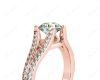 Split Band Round Cut Diamond Ring with Four Claws set centre stone in 18K Rose