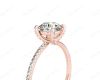 Round Cut Cross Over ring claw set diamond with pave set side stone in 18K Rose