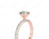 Round Cut claw set diamond ring with micro pave set side stone in 18K Rose