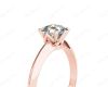 Asscher Cut Four Claw Set Diamond Ring on a Plain Knife Edge Band in 18K Rose