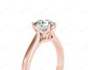 Round Cut Six Claw Set Diamond Ring on a Plain Band in 18K Rose