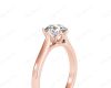 Round Cut Six Claw Set Diamond Ring with Plain Band in 18K Rose