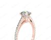 Round Cut Four Claw Set Diamond Ring with Side Halo and Round Cut Diamonds Claw Set on the Band. in 18K Rose