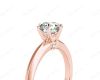 Round Cut Six Claw Set Diamond Ring With Round Cut Diamonds Pave Set on the Sides with a Plain Band in 18K Rose