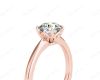 Round Cut Four Claw Set Diamond Ring With a Plain Band in 18K Rose