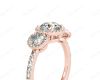 Round Cut Triple Halo Diamond Engagement ring with claw set centre stone in 18K Rose