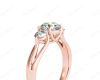 Round Cut Trilogy Diamond Engagement Ring cross-over setting in 18K Rose