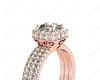 Cushion Cut Four Claw Set Diamond Engagement Ring in 18K Rose