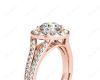 Round Cut Halo Diamond Engagement ring with claw set centre stone in 18K Rose