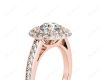 Round Cut Double Halo Diamond Engagement ring with claw set centre stone in 18K Rose