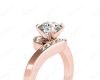 Round Cut Four Claw Set Diamond Ring with Channel Set Stones Down the Shoulders in 18k Rose