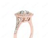 Round Cut Split Shank Diamond Engagement Ring with Double Halo and Pave Set Side Stones in 18K Rose