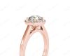 Round Cut 4 Prong Set Diamond Ring with Halo and Plain Tapered Band in 18K Rose