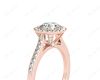 Round Cut Halo Diamond Ring with Bezel Set Centre Stone in 18K Rose