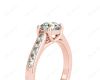 Round Cut 4 Claw Side Stone Engagement Ring with Channel Set Side Stones in 18K Rose