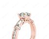 Round Cut Vintage Style Three Stone Engagement Ring with Tapered Baguette Bezel Set and Pavé Set Side Stones  in 18K Rose