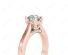 Round Cut Classic Solitaire Four Claws Diamond Engagement Ring with Micro Pavé Set Prongs in 18K Rose