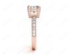 Princess Cut Diamond Engagement Ring with Claw set centre stone with Pave Set Prongs and Side Stones in 18K Rose