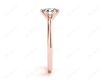 Round Cut Classic Six Claws Diamond Solitaire Ring with Square Edge Shoulders in 18K Rose