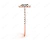 Cushion Cut Halo Diamond Engagement Ring with Claw Set Centre Stone in 18K Rose