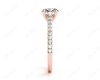 Round Cut Four Claws Diamond Ring with Pave Set Side Stones in 18K Rose